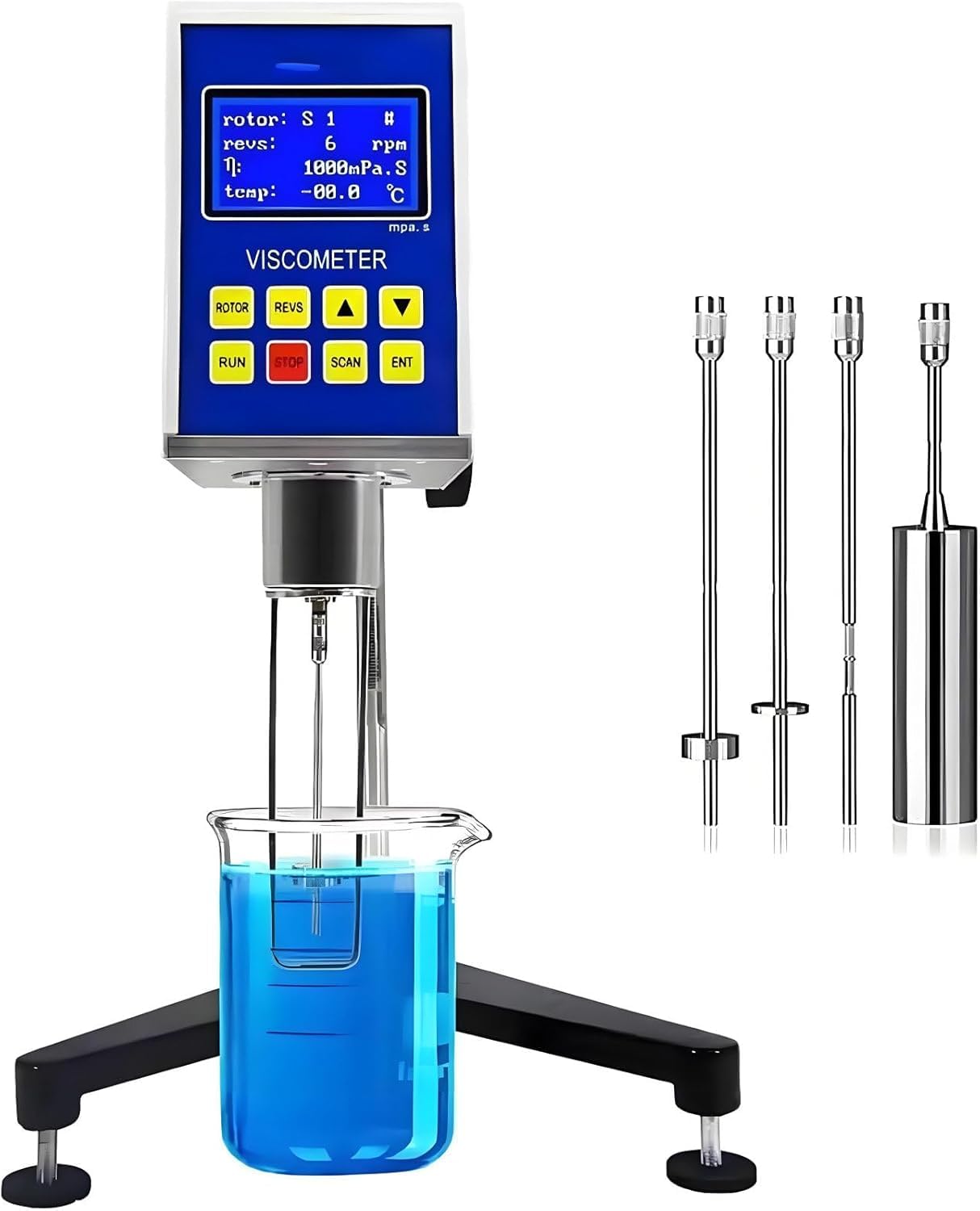 Viscosímetro digital giratorio para medición de viscosidad, pantalla LCD con 4 rotores para probar pinturas, adhesivos, cosméticos y grasas