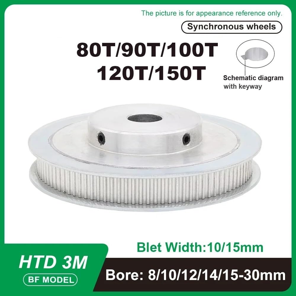 1 polea de sincronización HTD 3M BF 80T-150T diámetro 8-30mm for rueda síncrona de correa de 10mm(Bore 25mm,90 Teeth)