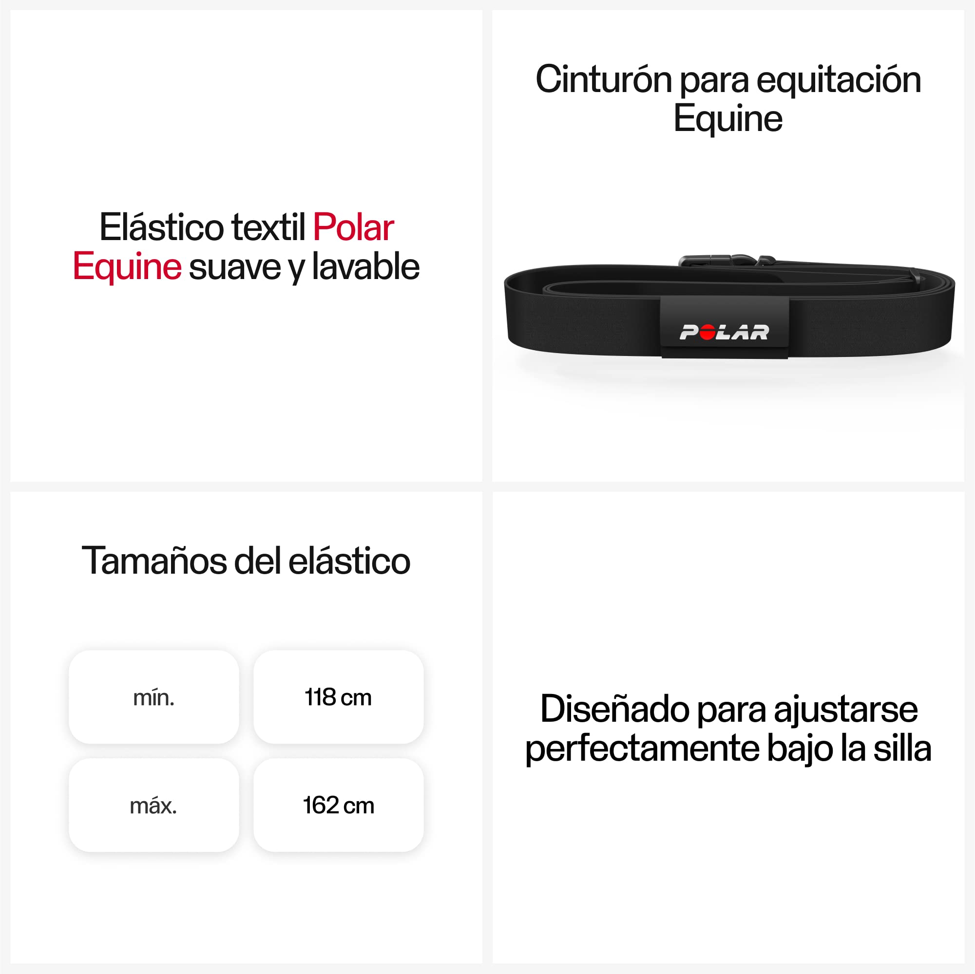Polar Equine Belt Elástico, Negro, Sin Talla