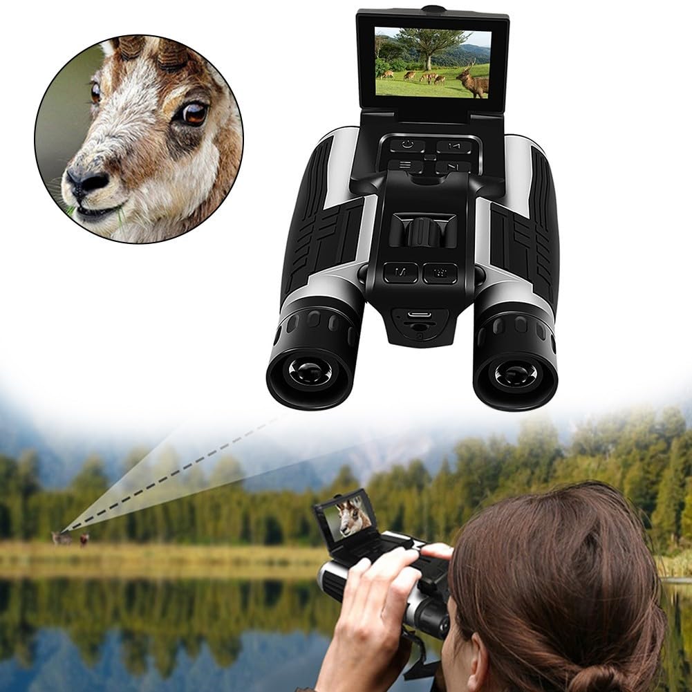 Binocolo digitale 12x32 con fotocamera 2.5K per bird watching, video registratore HD schermo LCD escursionismo viaggio
