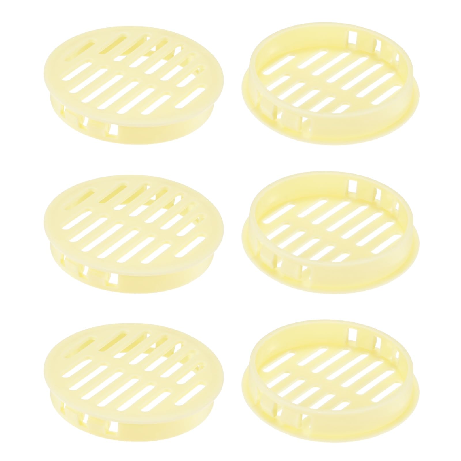 M METERXITY 6-Pack Round Soffit Vents, 60mm/2.36 Inch Plastic Circular Soffit Vent Cover Air Vent Grille Mesh Hole for Bathroom Home/Office/Kitchen/Cabinet/Wardrobe [Beige]