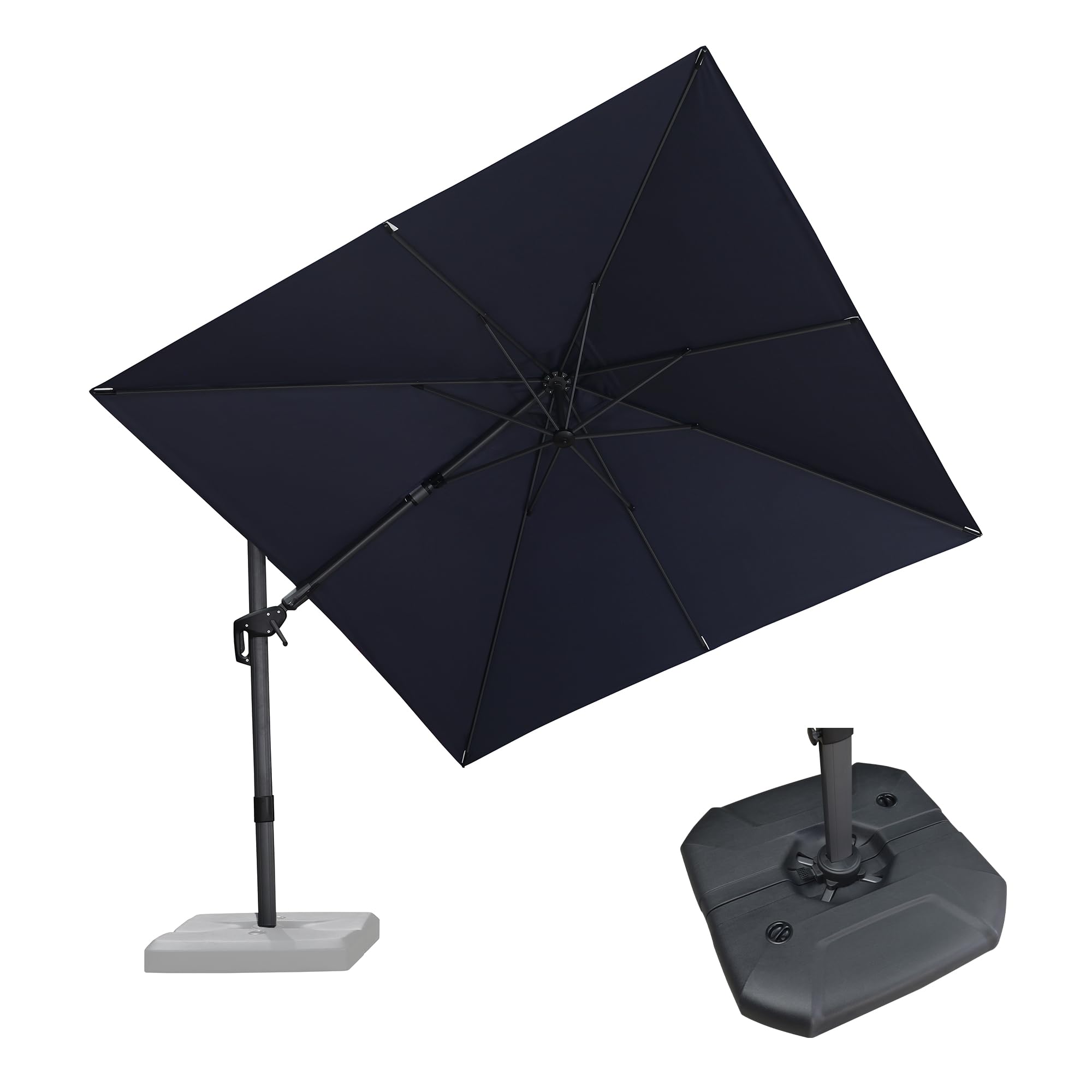 PURPLE LEAF 9.8' X 9.8' Tilting Patio Umbrella with Base Outdoor Cantilever Swivel Square Umbrella with Tilt Aluminum Offset Umbrella with 360-degree