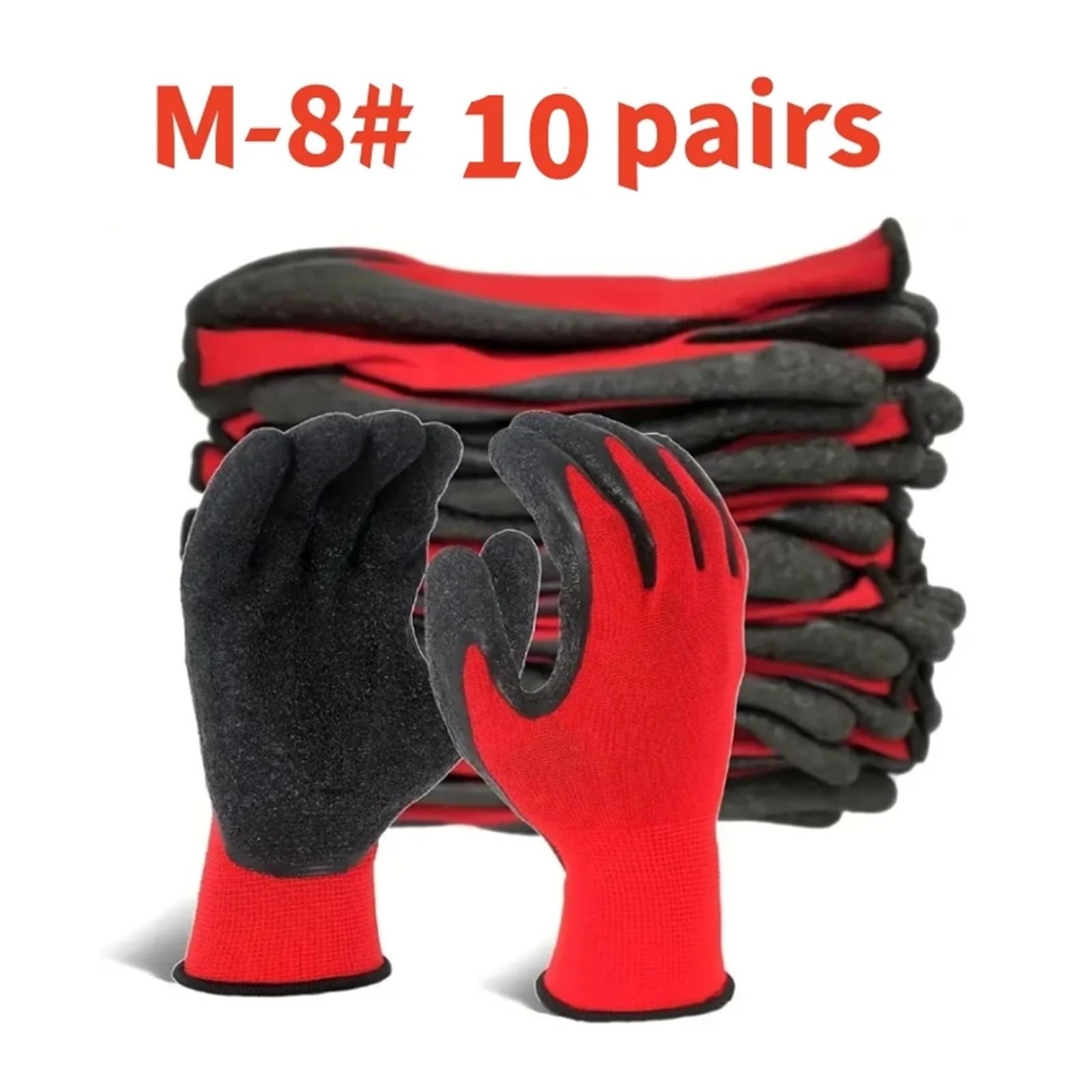 Guantes Antideslizantes Arrugados, Protección Laboral Antideslizante, Trabajo. Alto Agarre, Resistente al Desgaste(M-8)