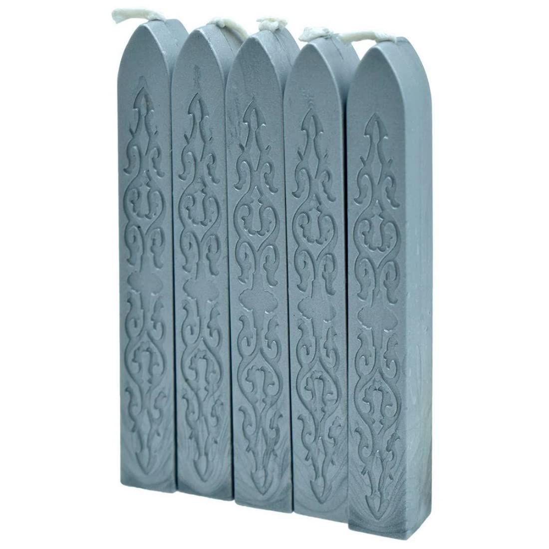 Oytra 5 Piece Sealing Wax Sticks Set for Stamping Seals Retro Journaling Art Craft (Silver)