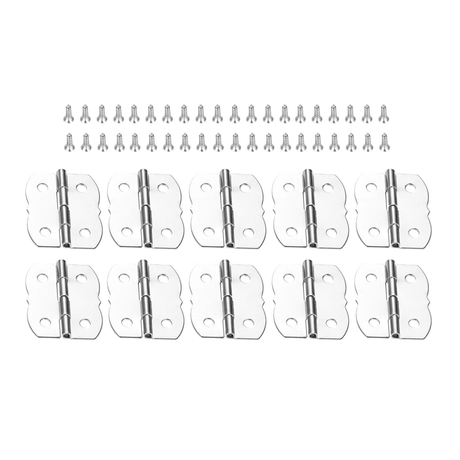 10Pcs Hinges with Screws 4 Holes Cabinet Door Hinges(Silver)