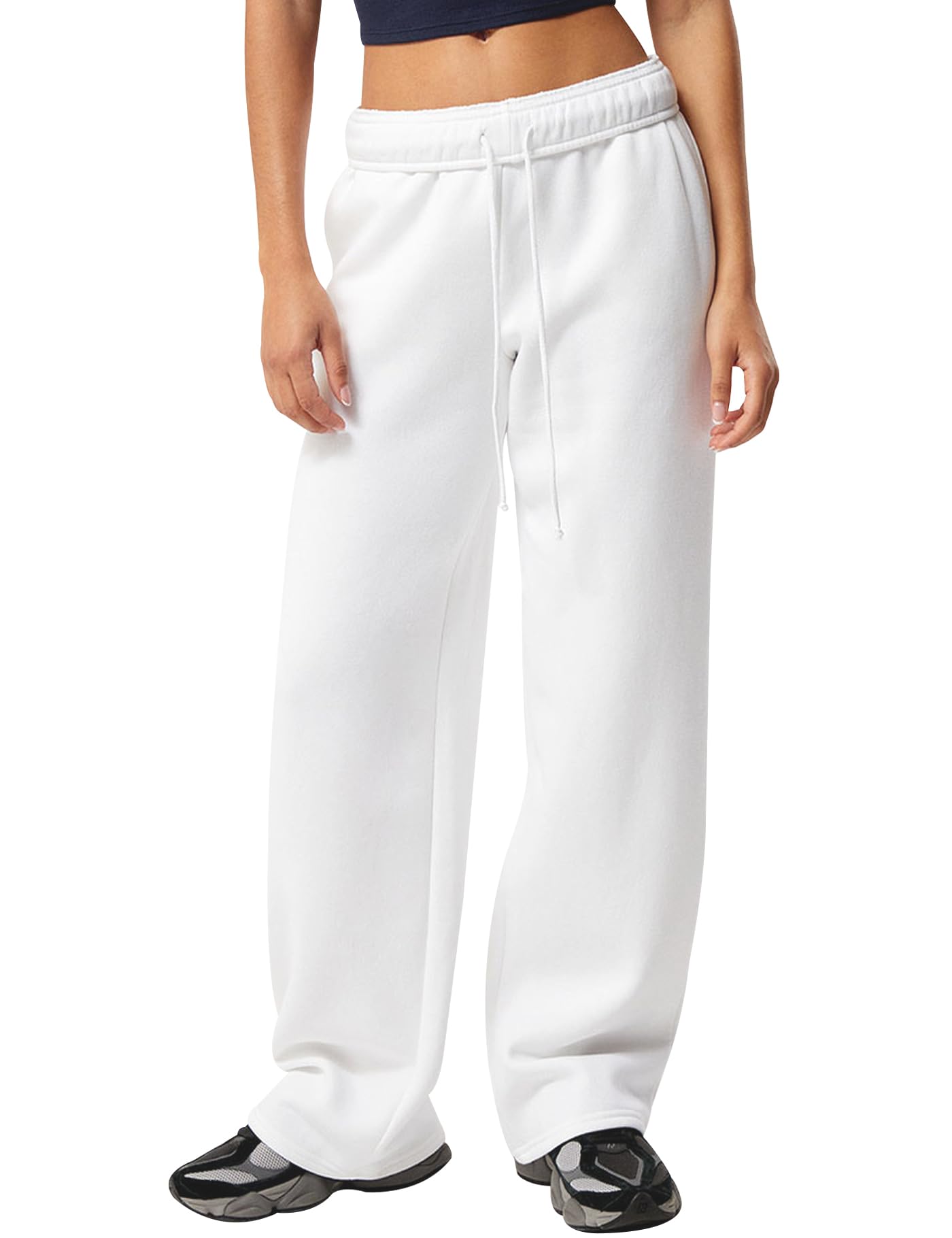 HeSaYep Women's Wide Leg Lightweight Fleece Lined Sweatpants