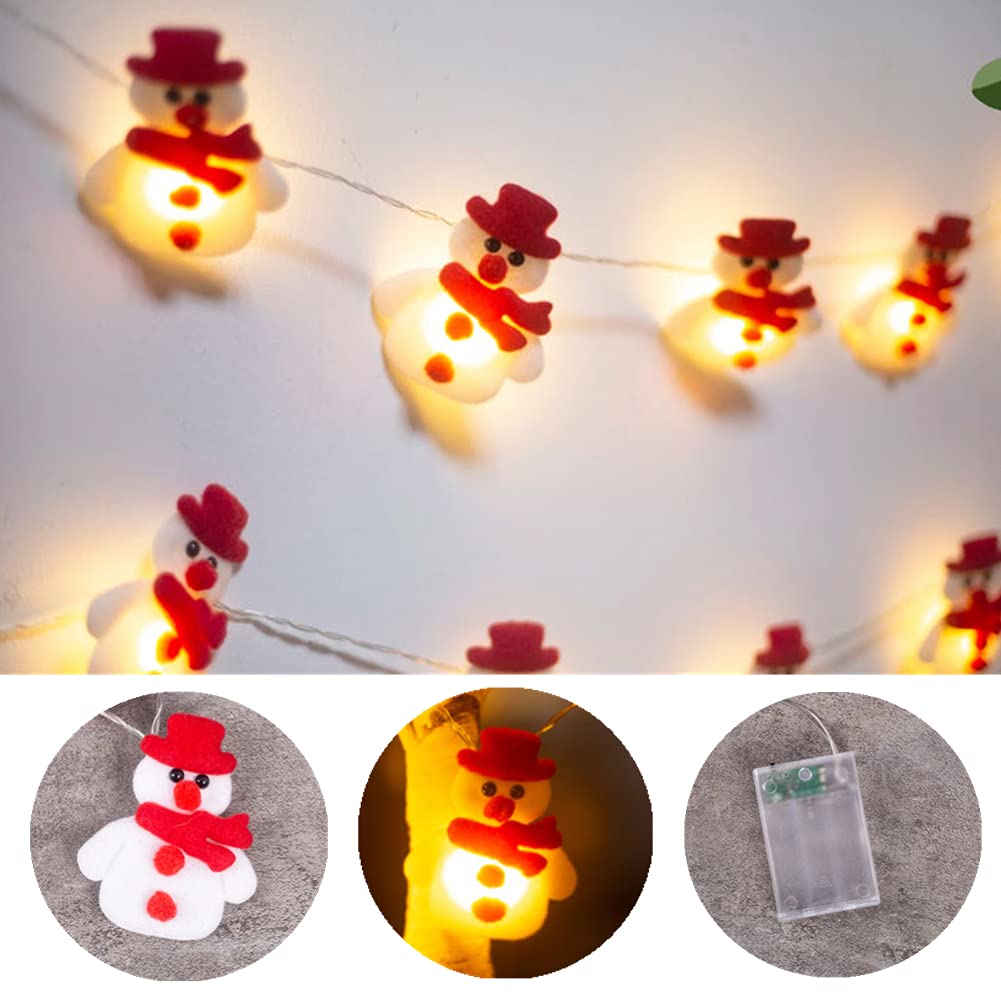 Luci natalizie a forma di pupazzo di neve, 3 m, 20 LED, impermeabili, a batteria, decorazione per interni ed esterni, per albero di Natale