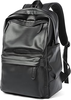 MATE ELAN Mens Leather Backpack, A04-black, Large, Casual