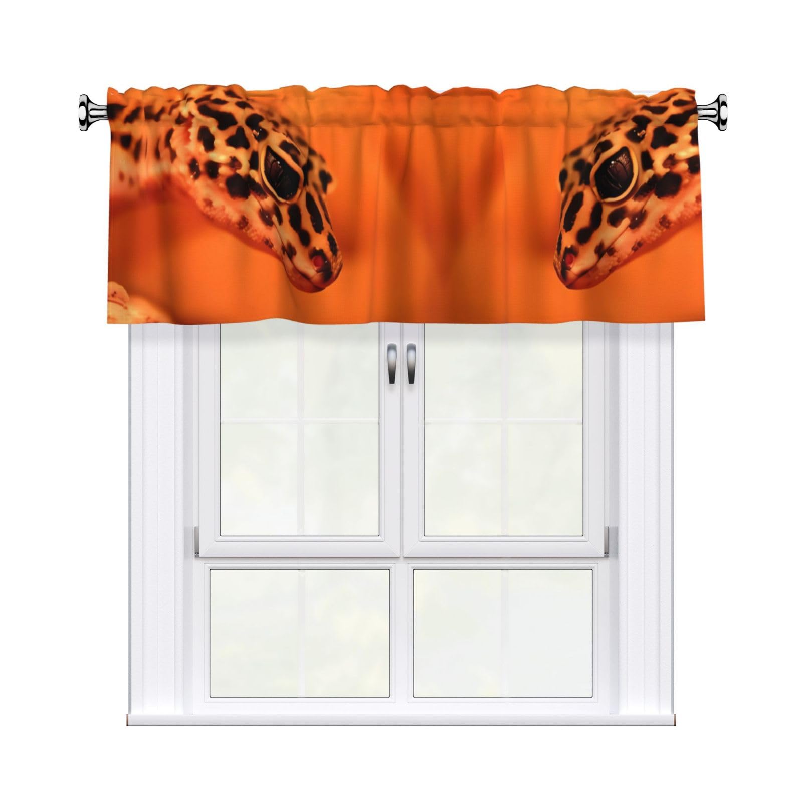 YYHHAOFA Leopard Little Gecko Prints Durable Kitchen Window Layer – 54x18 Inch 100% Polyester Valance with Precision Construction