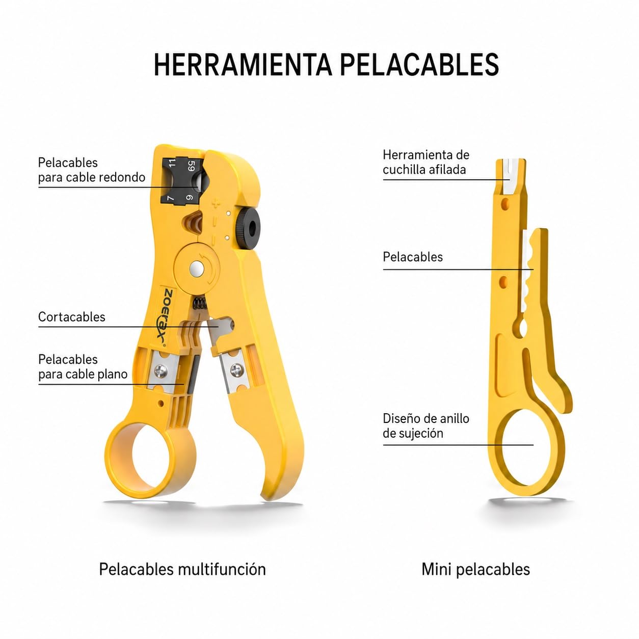 Kit de herramientas de red profesional RJ45 11 en 1 - Crimpadora RJ45, herramienta de punzonado 110/88, pelalacables, cortador, conectores y botas Cat6