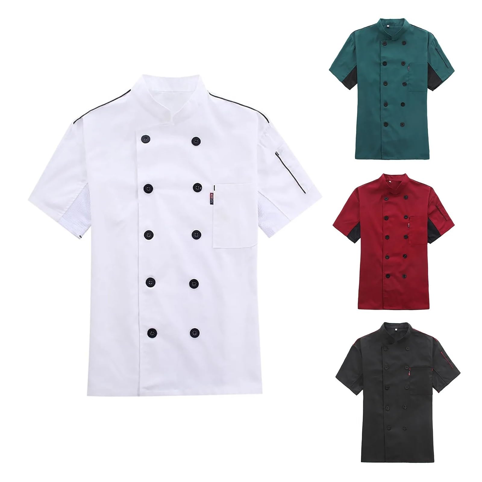 Giacca Chef Uomo Giacca Unisex for Chef di Hotel E Ristoranti, con Maniche Corte, Divise da Lavoro, Doppiopetto for Uomo(Black,XXXL)