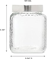 Vista 4 de Style Setter Juego de recipientes cuadrados de vidrio de 3 piezas en 43, 64 y 75 onzas, diseño retro elegante con tapas herméticas de acero