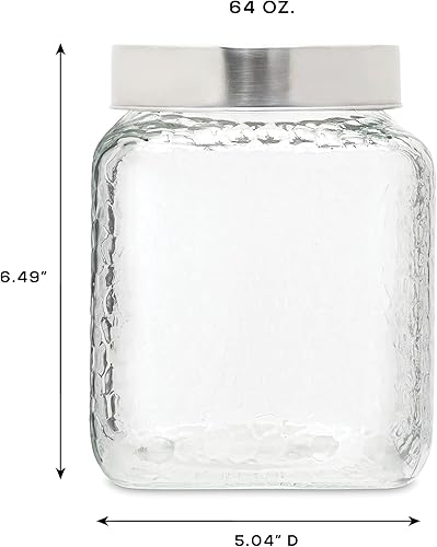 Miniatura 4 de Style Setter Juego de recipientes cuadrados de vidrio de 3 piezas en 43, 64 y 75 onzas, diseño retro elegante con tapas herméticas de acero