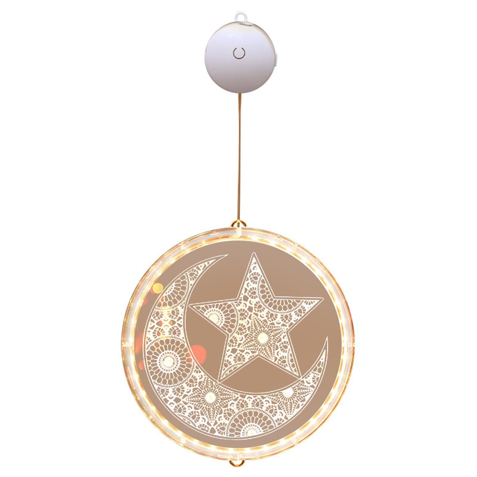 Buxuaaaa Eid Mubaraks Ornament Decorative Acrylic Window Lamp Hanging Light with Warm LED for Holidays Home Decoration Hanging Lights