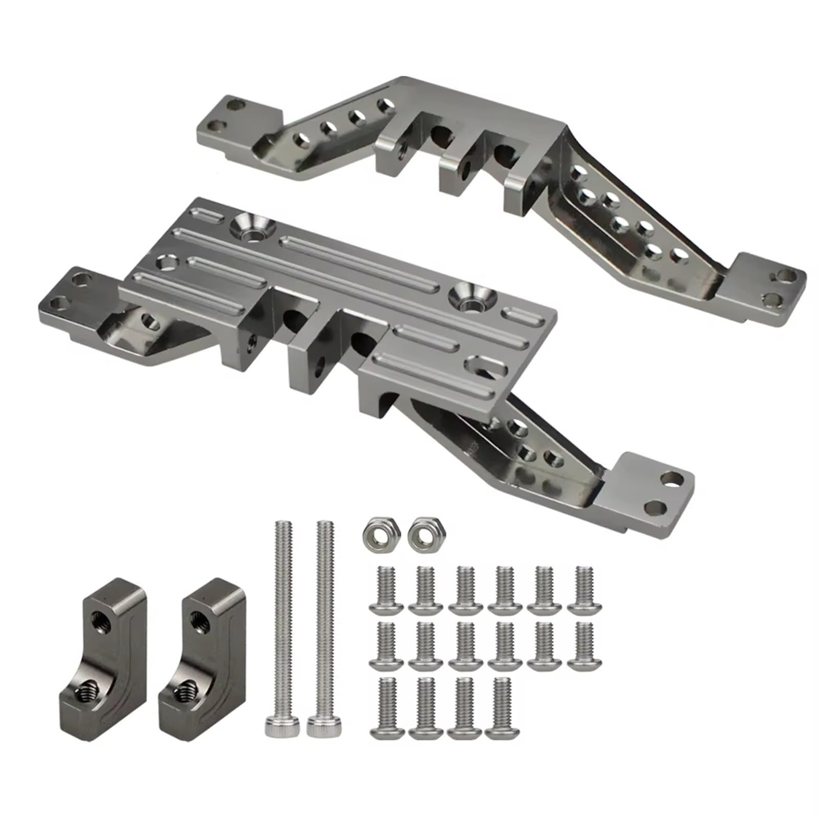 Piezas de radiocontrol para Axial para SCX10, Refuerzo De Eje Delantero Y Trasero, Juego Montaje Aleación Aluminio, Accesorios Actualización para Coche RC Crawler 1/10(Gray)
