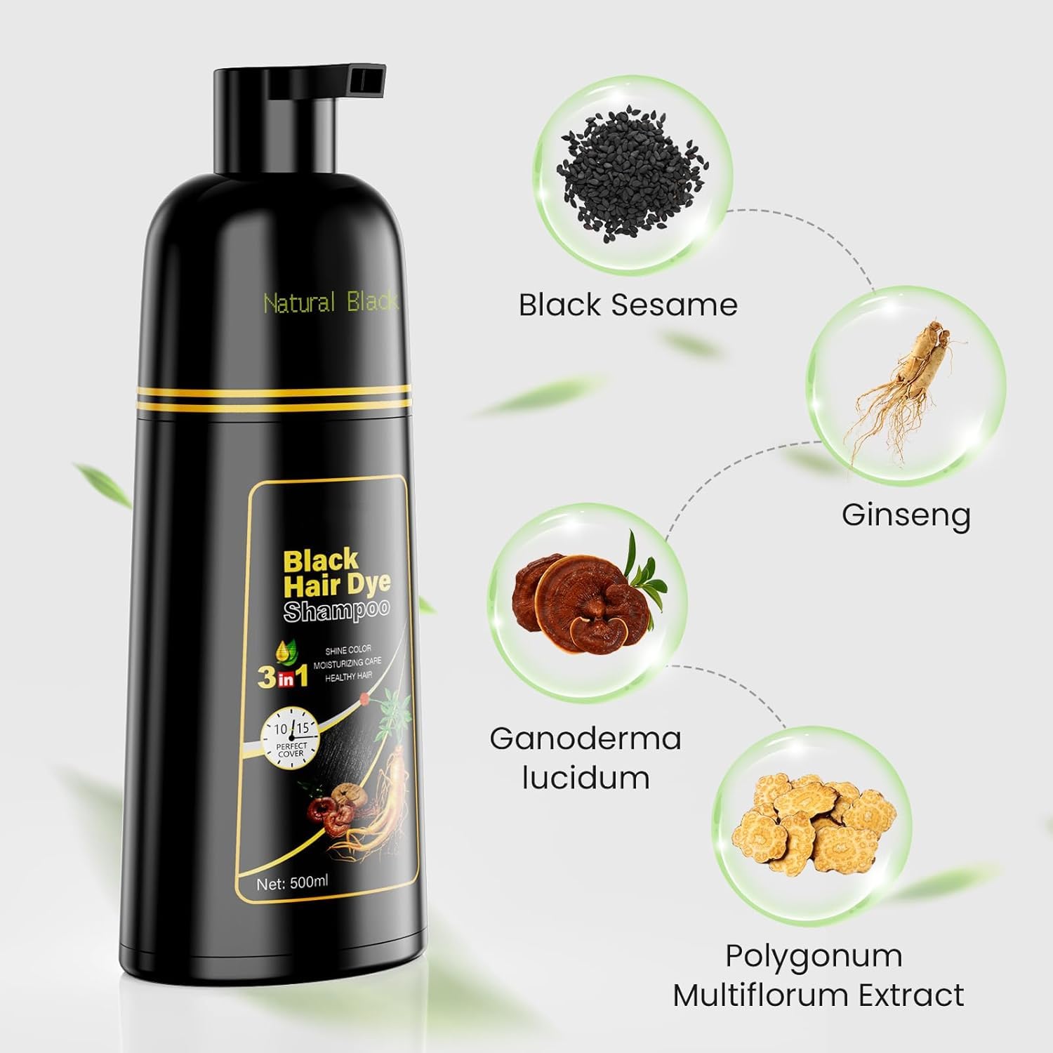 KUROCream shampoo Natural Black 400g ×3 Amazon.com : KINGMING Black Hair Dye Shampoo 3 in 1 for Gray Hair