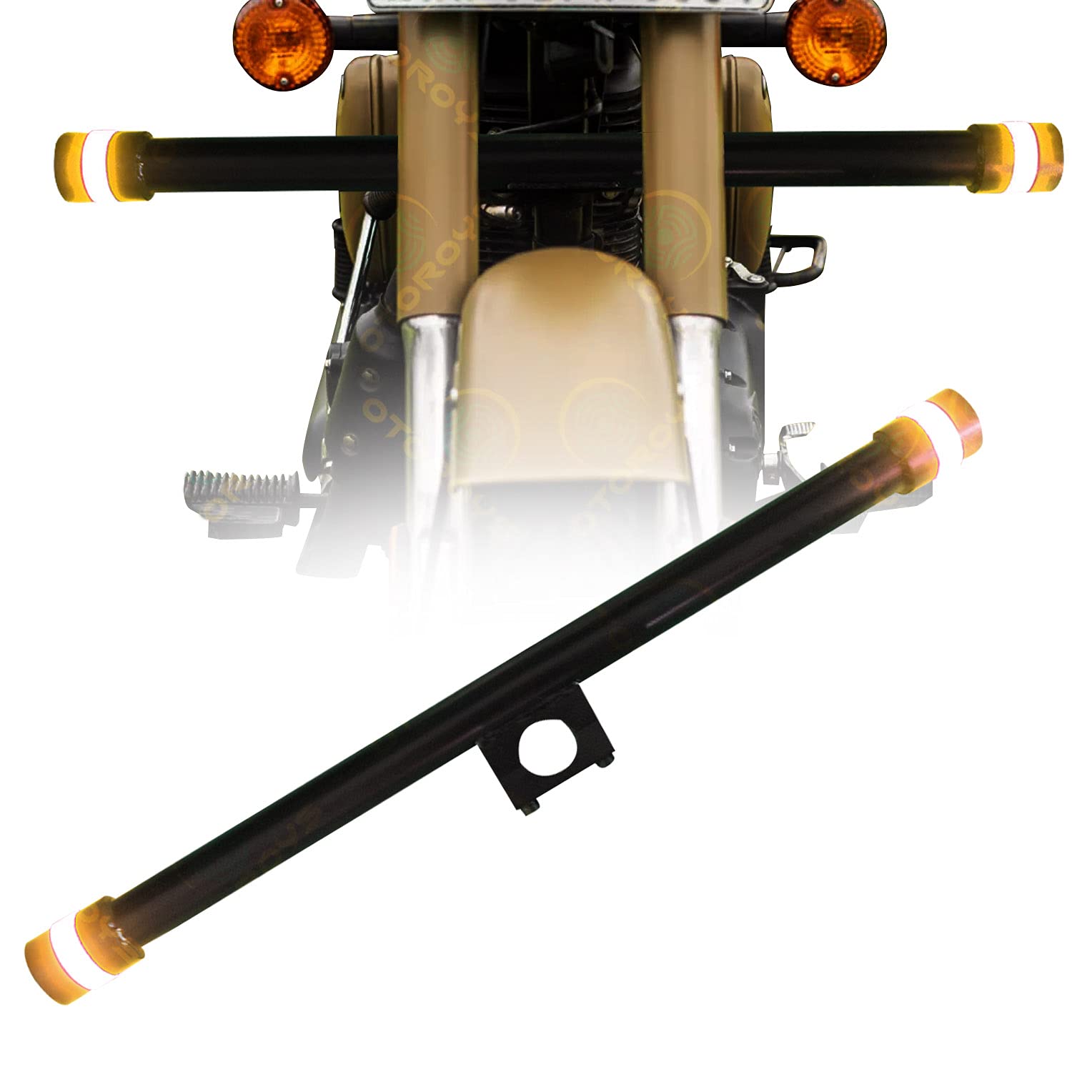 OTOROYS Single Rod Leg Guard Crash Safety Bar With LED Light Blue and Yellow For Royal Enfield Bullet Classic 350/500cc, Electra 350cc and Standard 350/500cc-image-19