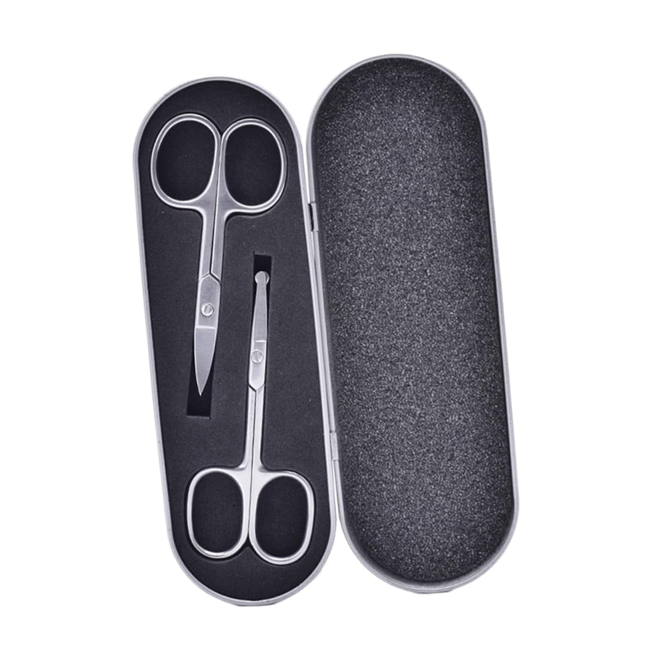 Mikinona 2pcs Makeup Scissors Simple Design Scissors Nasal Hair Scissors Craft Scissors Facial Hair Scissors Nose Hair Cutter Ear Nose Shaver Eyelash Scissors Mustache Comb Scissor Black