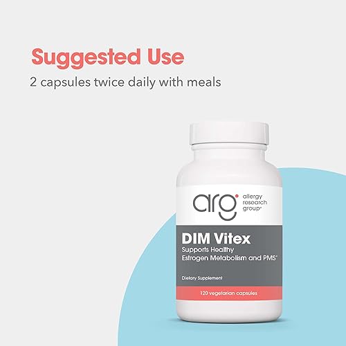 Miniatura 6 de Allergy Research Group Suplemento DIM Vitex – Apoya el equilibrio hormonal saludable y el ciclo menstrual, fórmula PMS, vitamina B6, hipoalergénico,