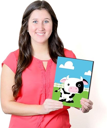 Miniatura 6 de Big Dot of Happiness Animales de granja, arte de pared para guardería de corral y decoración de habitación de niños, ideas de regalo, 7.5 x 10