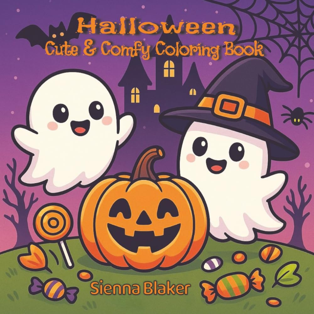 Cute & Comfy Halloween Coloring Book: A Spooky-Cute Coloring Adventure with Ghosts, Pumpkins, and Fun Halloween Scenes for Kids and Families