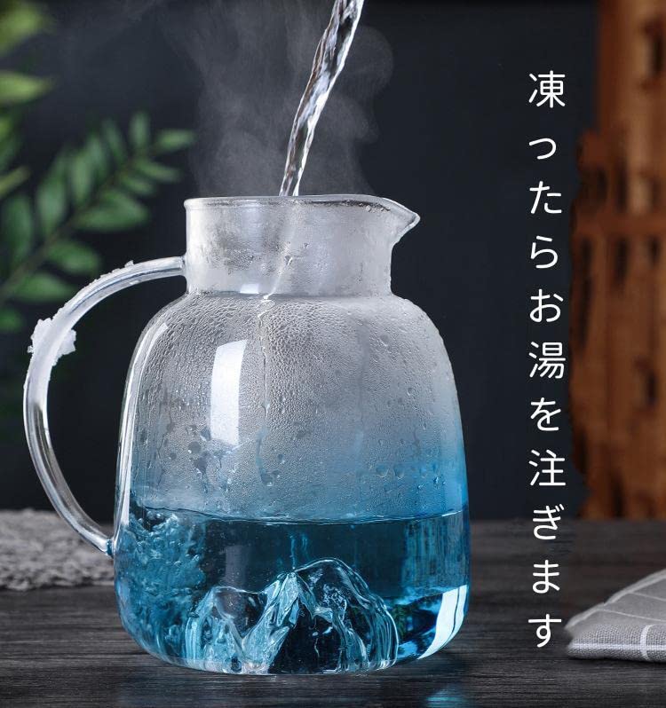 Amazon.co.jp: ガラスピッチャー お茶ポット 耐熱ガラス 冷水筒 広口