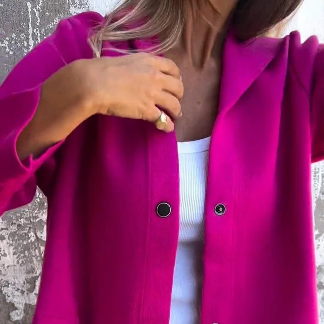 Women's Casual Jackets, Single-breasted Hooded Trench Coats, Dropped Shoulder Pockets, Button-front Coats - Image 4