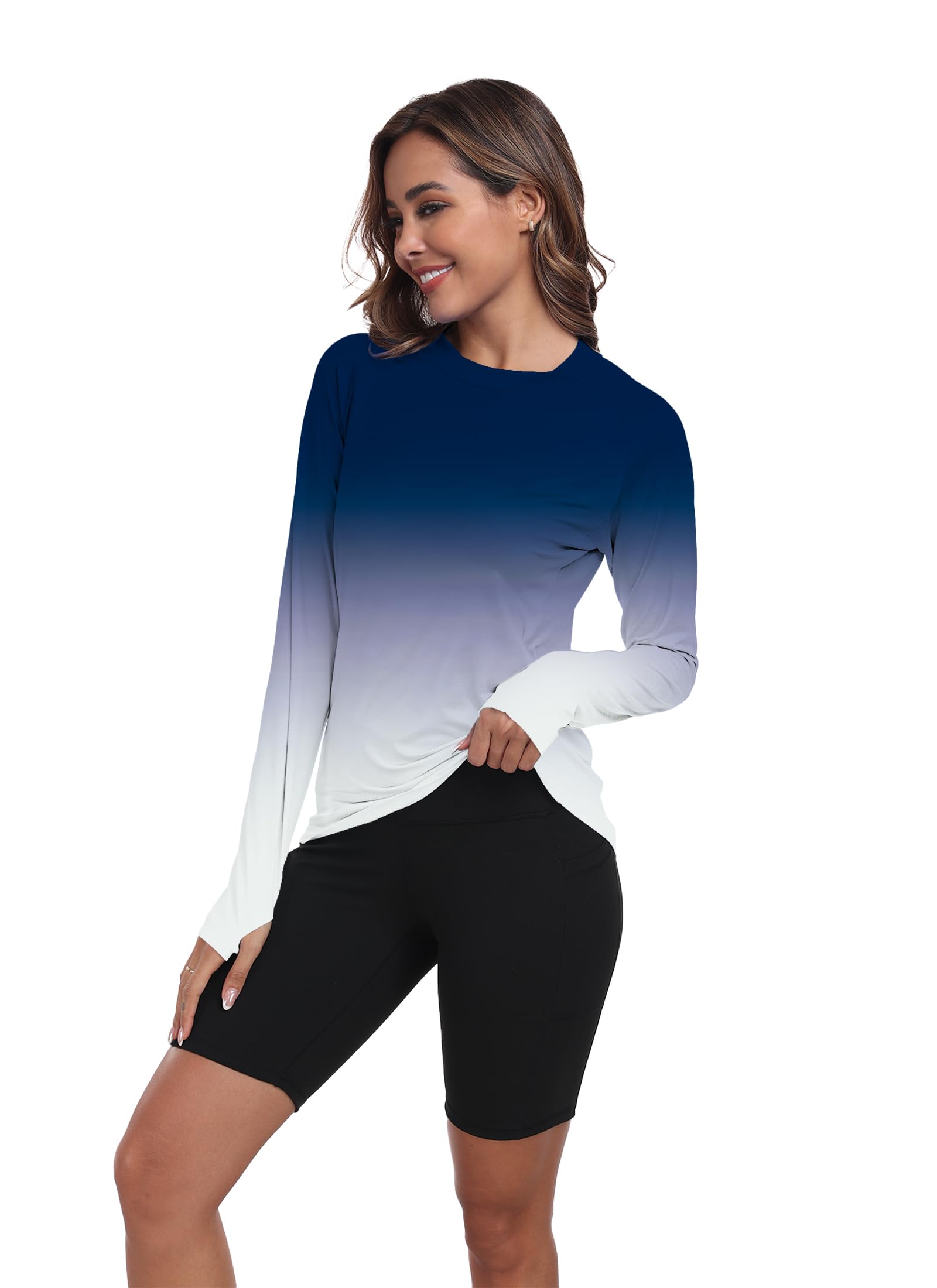 Camiseta de manga larga para mujer, protección UV UPF 50+, secado rápido, agua y enfriamiento, QYY24025