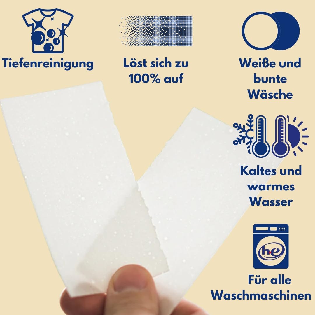 Waschmittelblätter für Babykleidung (bis zu 400 Wäschen) – Duftfrei, Hypoallergen & Ökologisch | Tiefenreinigung für empfindliche Haut | Biologisch abbaubar, vegan & plastikfrei – Babywaschmittel