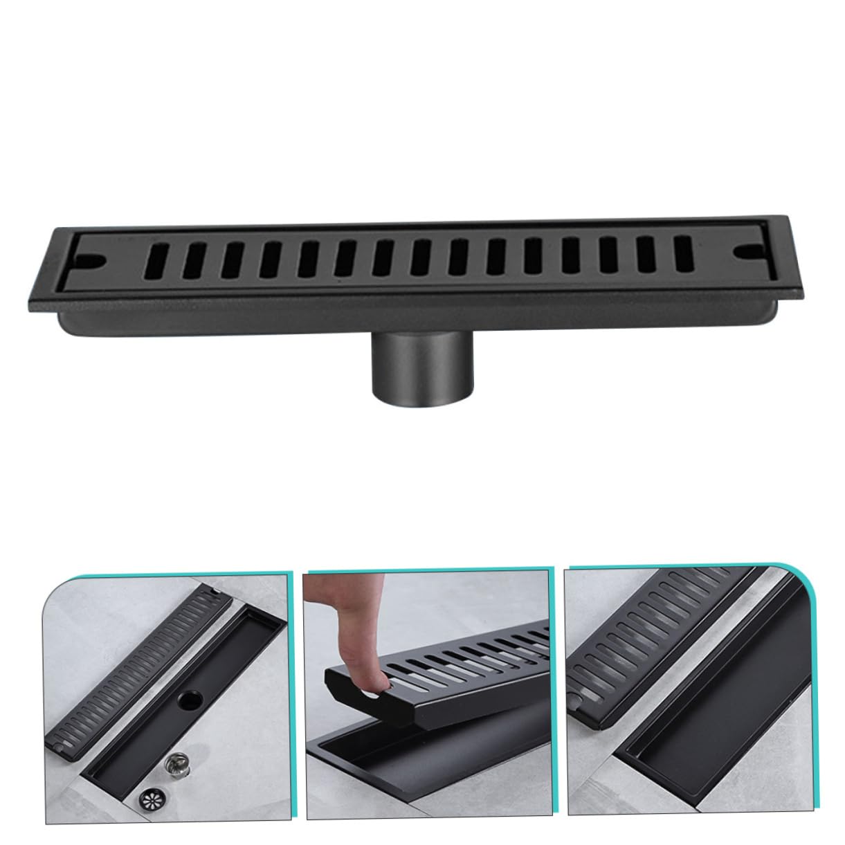 Desagüe de Suelo de Acero Inoxidable Negro Rectangular 304