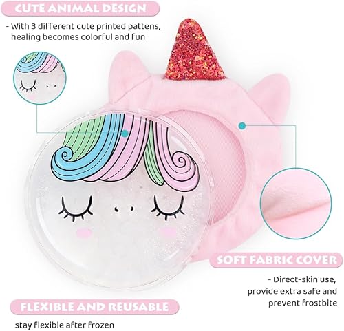 Miniatura 5 de Hilph Paquetes de hielo para niños Boo Boos, paquetes de hielo de gel reutilizables para lesiones para bebés pequeños, compresa caliente y fría con