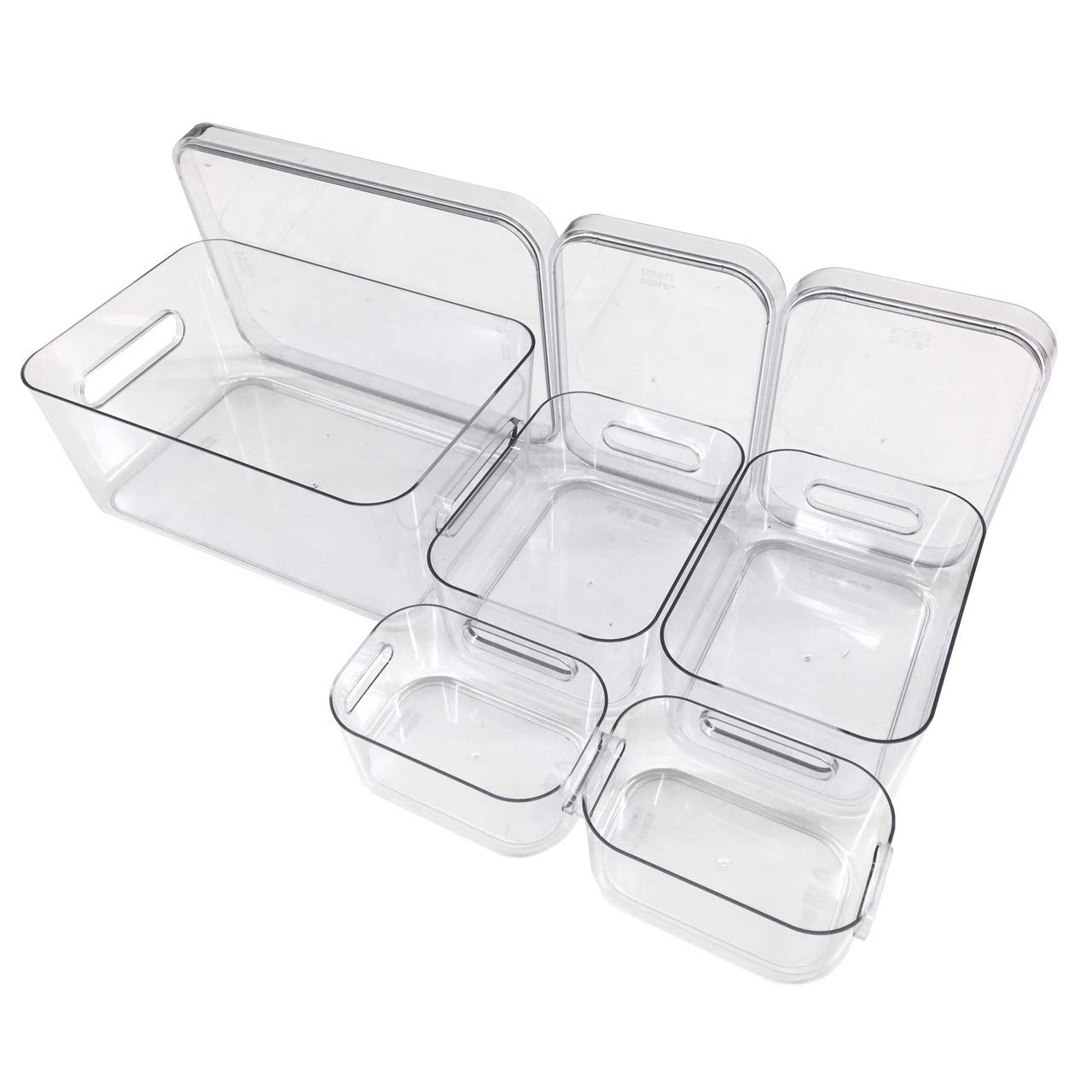 Kühlschrank Organizer Boxen-Set mit Beschriftungsetiketten (Mixed-8er-Set inkl. Deckel)