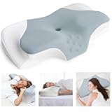 Memory Foam Ergonomic Pillow for Neck Pain Relief&comma; Head and Neck Orthopedic Support&comma; Contoured for Side&comma; Back&comma; and Stomach Sleepers&comma; Designed for TMJ Tension and Snoring