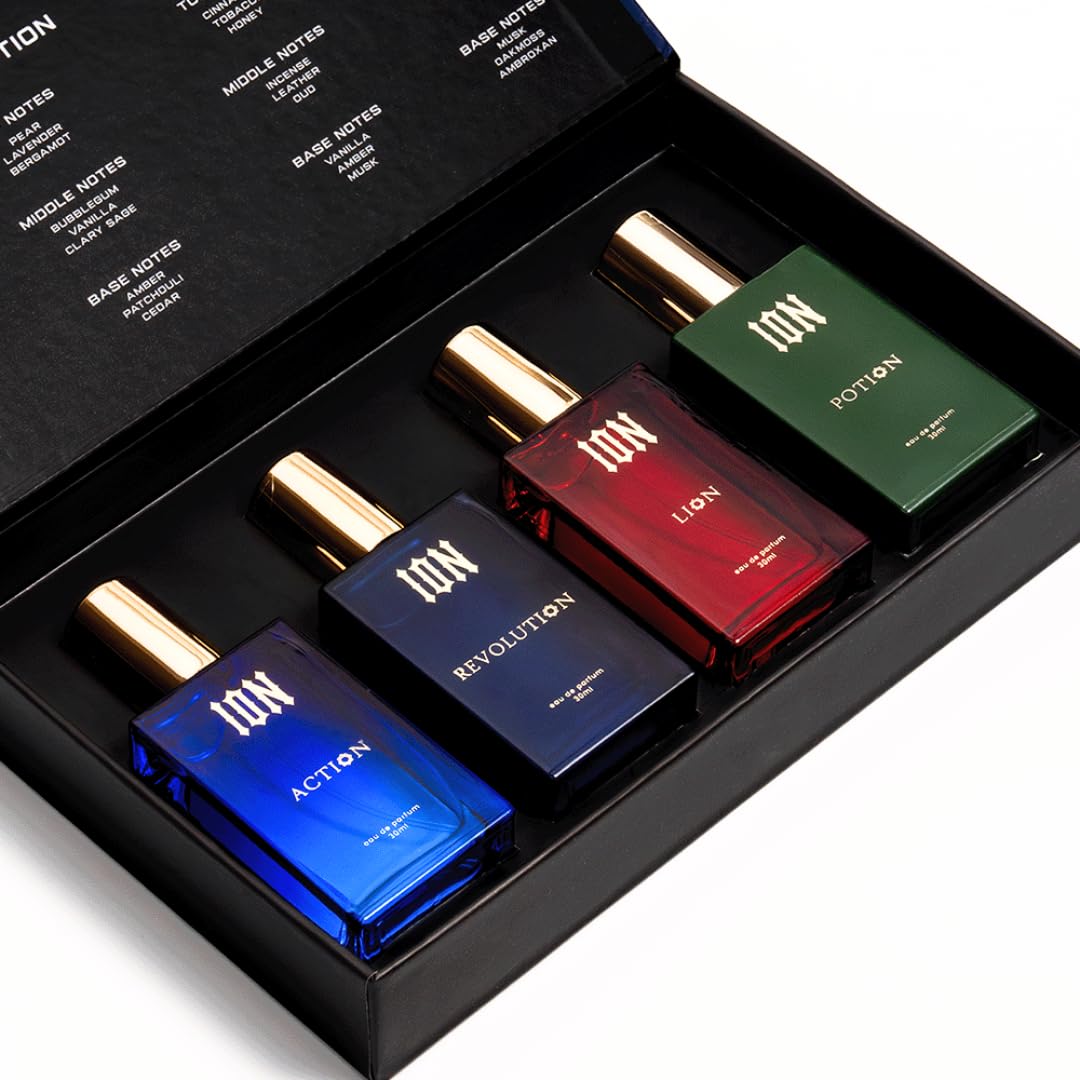 ION Exclusive Fragrances for Men - 120ml (4x30ml) Eau de Parfum | Long lasting Perfume Set | Fresh, Sweet, Woody & Citrusy Notes | Travel-Friendly | Gift for Men-image-2