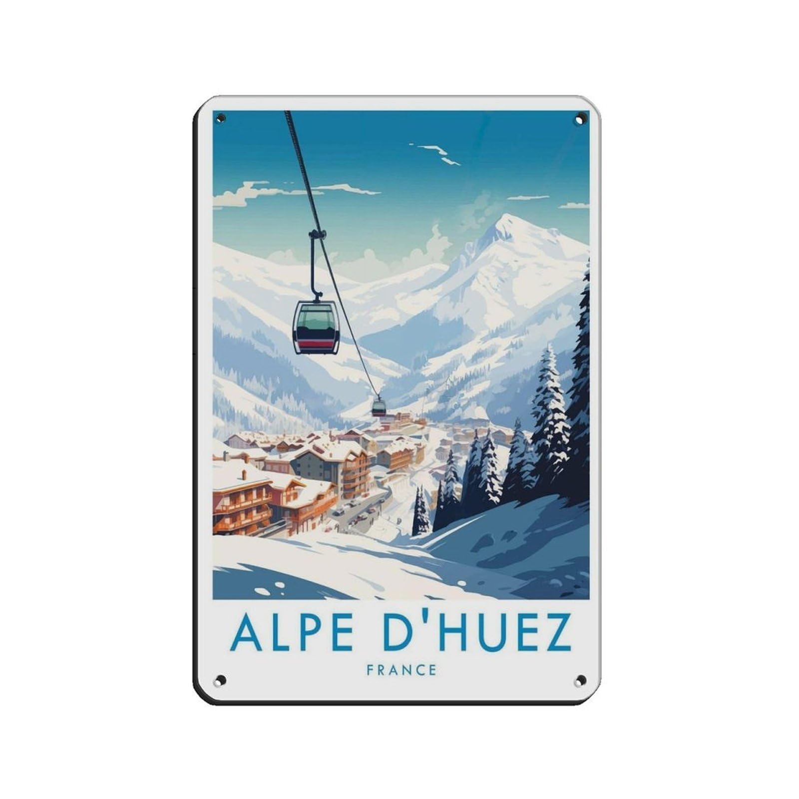 Alpe D'Huez Travel Poster, France,Travel Decor (2) Tin Sign Vintage Metal Pub Club Cafe Bar Home Wall Art Decoration Poster Retro 8x12inch(20x30cm)