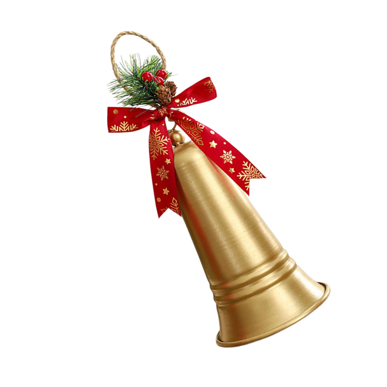 Buxuaaaa Christmas Bells Decors with Hanging Rope Pine Cone Bowknot Vintage Metal Bells for Tree Wreath Door Wall Decorations Festival Tree