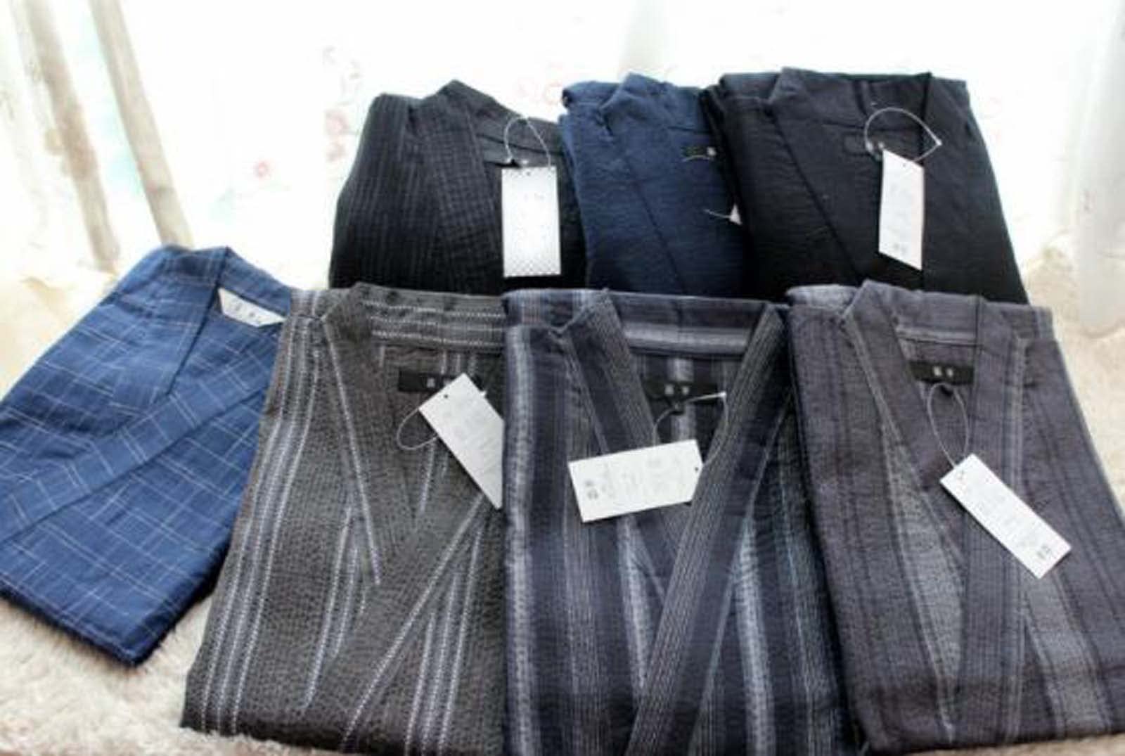 Kimono japonés para Hombre, Camisa y pantalón de algodón y Lino, Conjunto de Ropa de Descanso para SPA, Estilo 2, Multicolor, Talla única