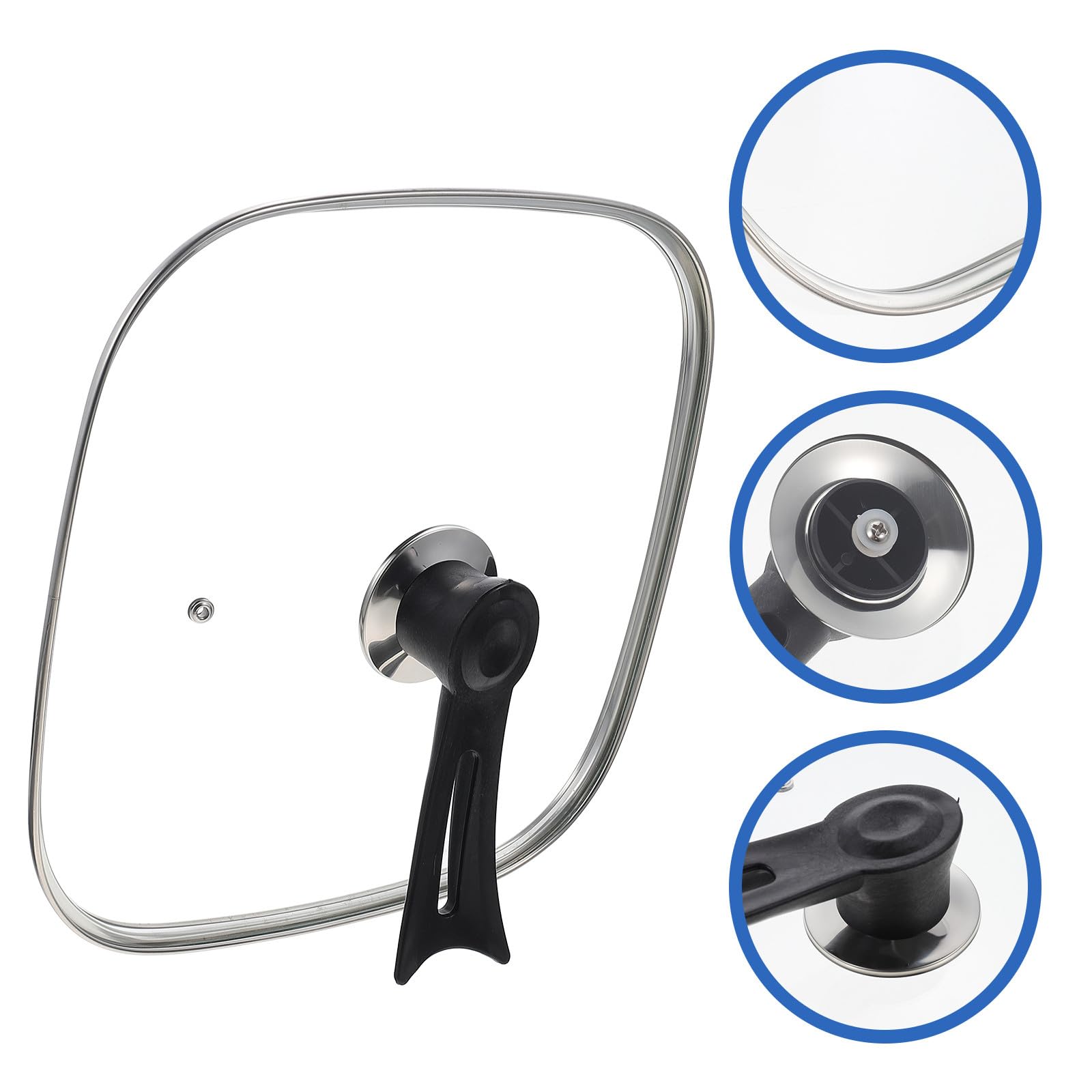 Housoutil Coperchio in Vetro Quadrato Manico Comodo e Protezione di Sicurezza per Pentola Elettrica Accessorio Multifunzione per Cucine di Mense e Ristoranti