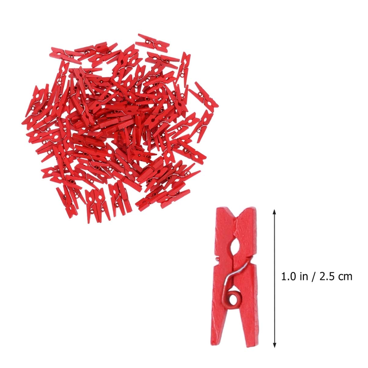 Cabilock 100pcs Mini Natural Wooden Photo Clips for Clothespin Utility Clips for Home Decoration and Photo Display Red