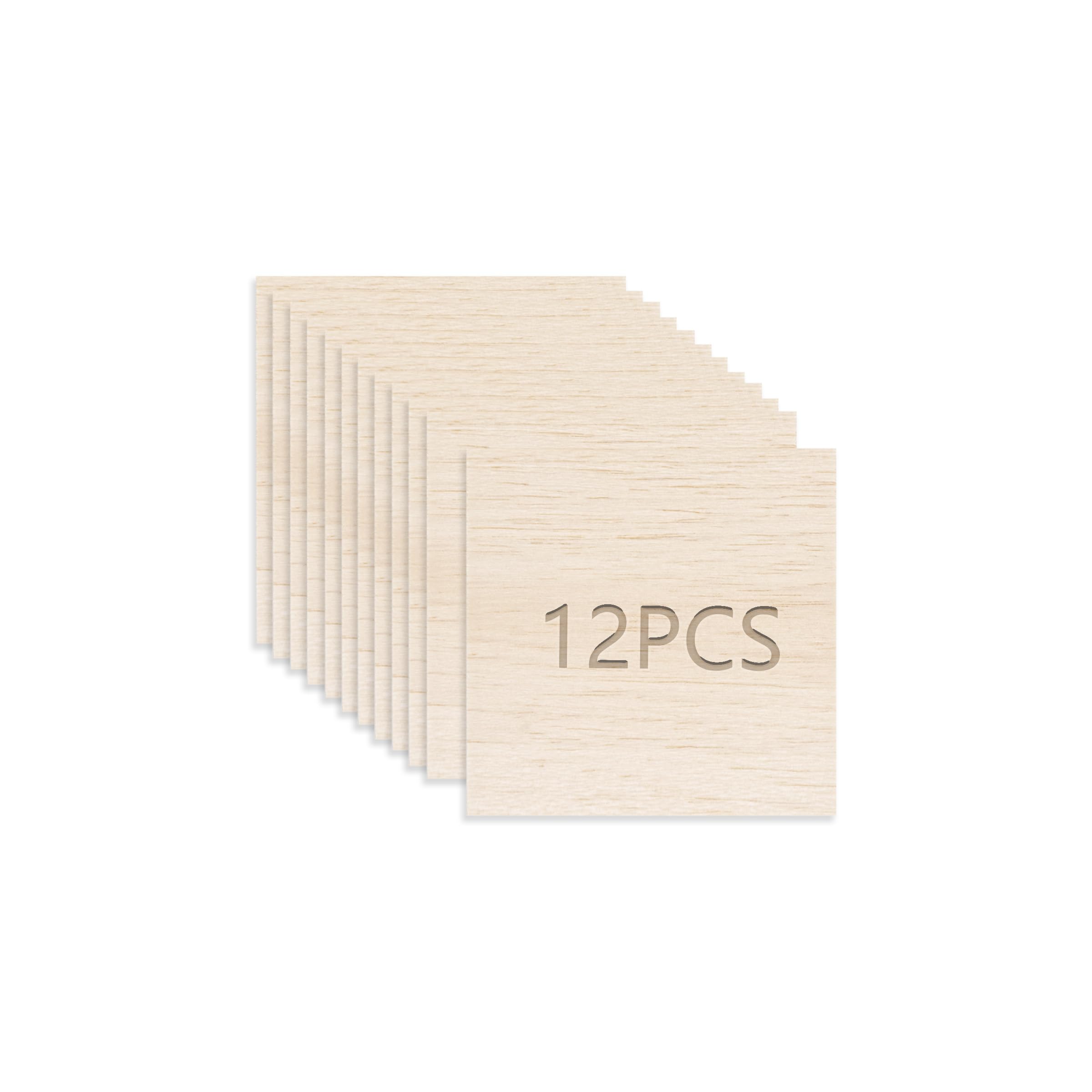 12 Pack Balsa Wood Sheets, 100x100x1 mm Balsa Wood Thin, BalsaWood Board for Home Decoration Arts, DIY Crafts Projects