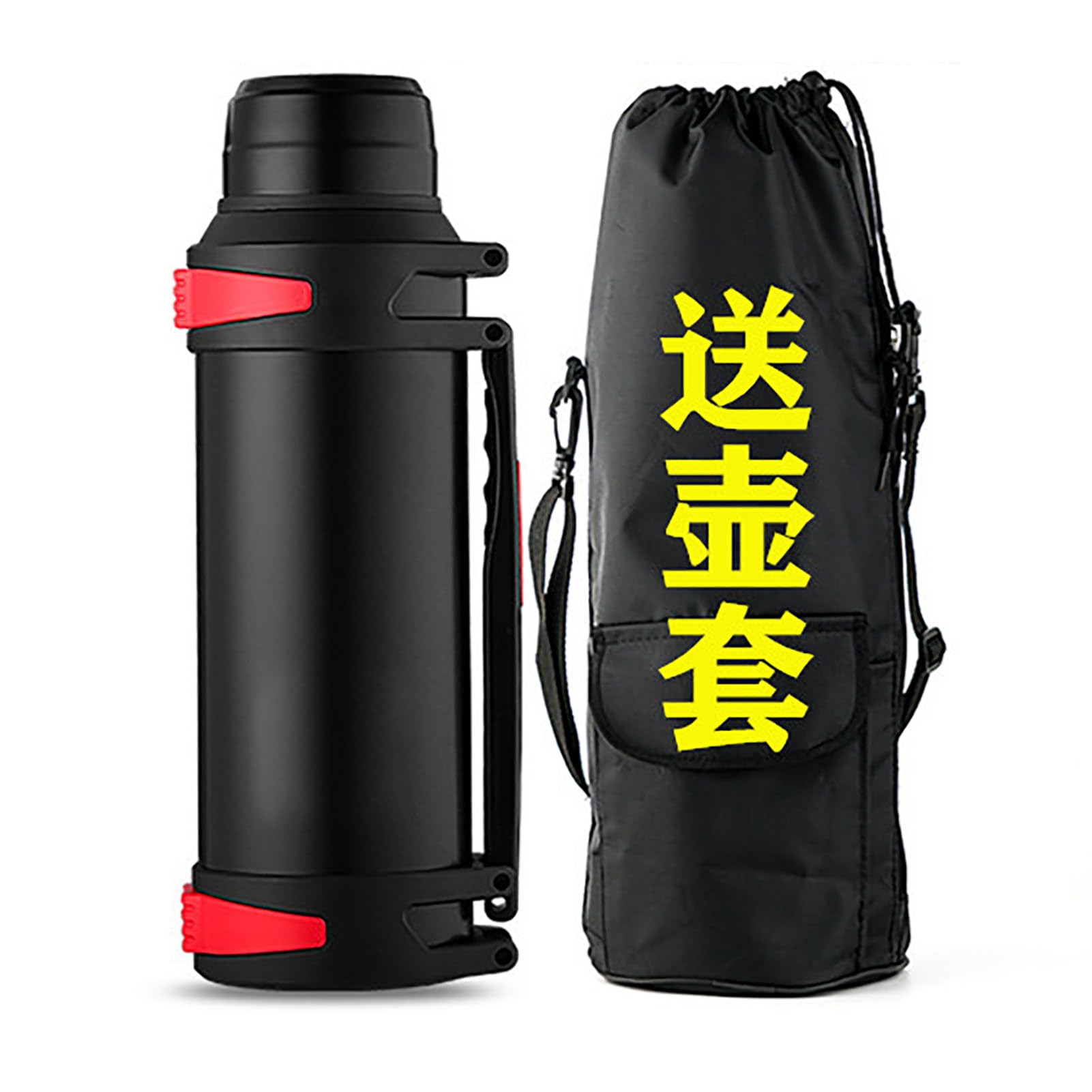 Botella Aislada Botella de Agua Al Vacío de Acero Inoxidable de Gran Capacidad de 1600 Ml para Viajes en Coche, Camping, Práctica Térmica Tipo Prensa