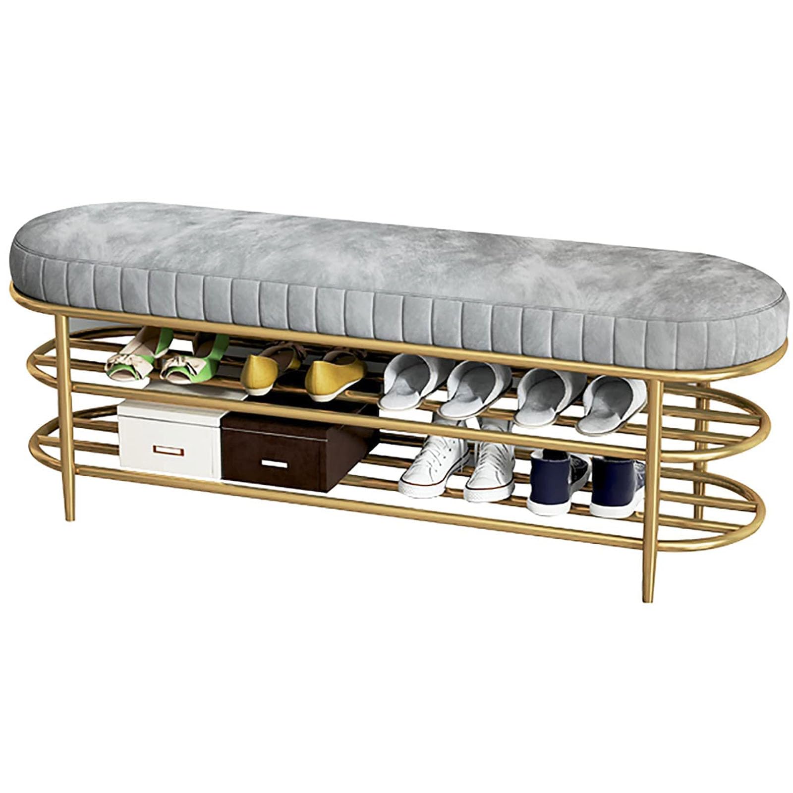 GHFXSCV Velvet Shoe Bench for Entryway Long Storage Ottoman with Soft Seat Stylish Shoe Rack Home Decor Organizer for Hallway Entryway Furniture SpaceSaving Design