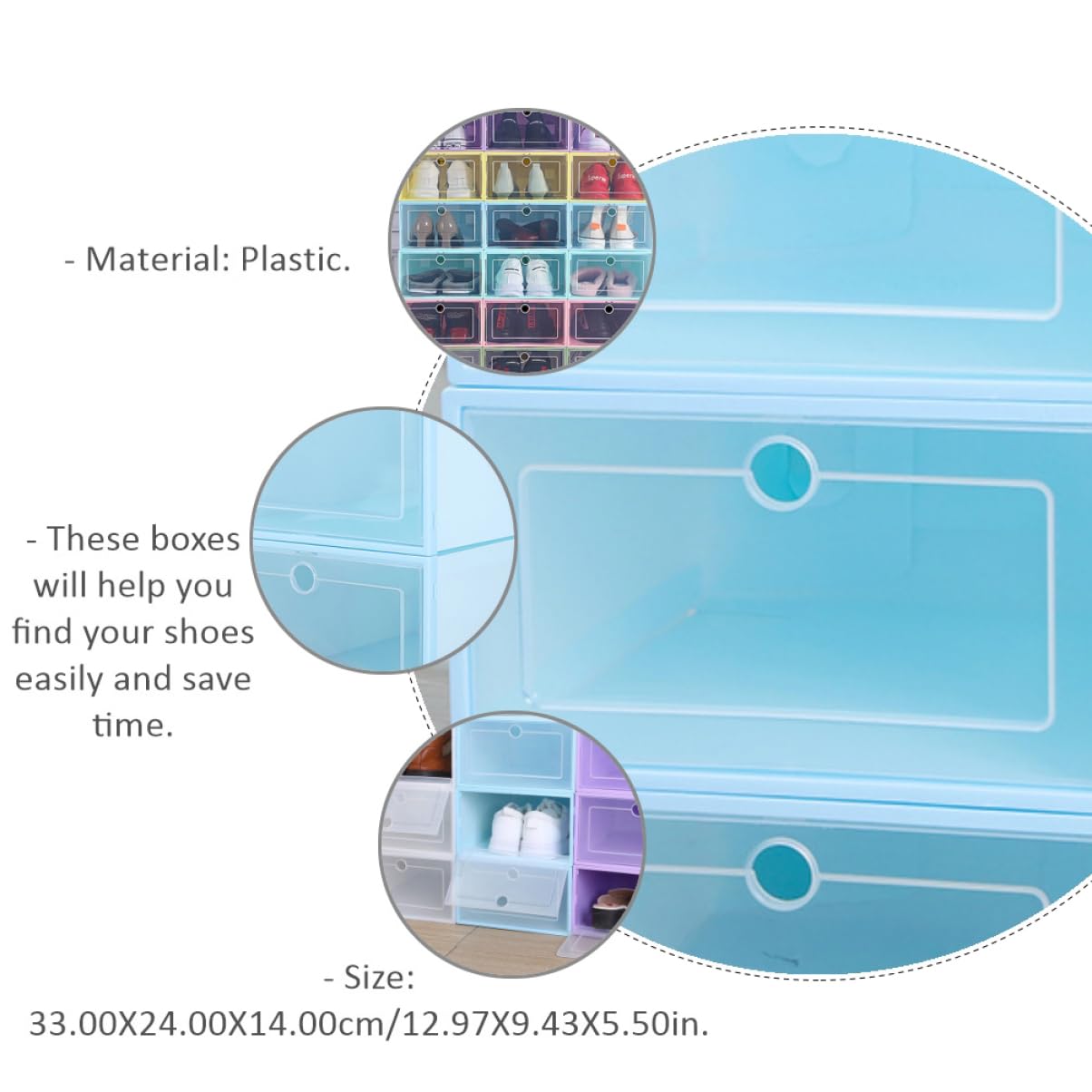 Cabilock Scatola Portascarpe in Plastica Con Cassetto Da 6 Pezzi Robusta E Salvaspazio Per