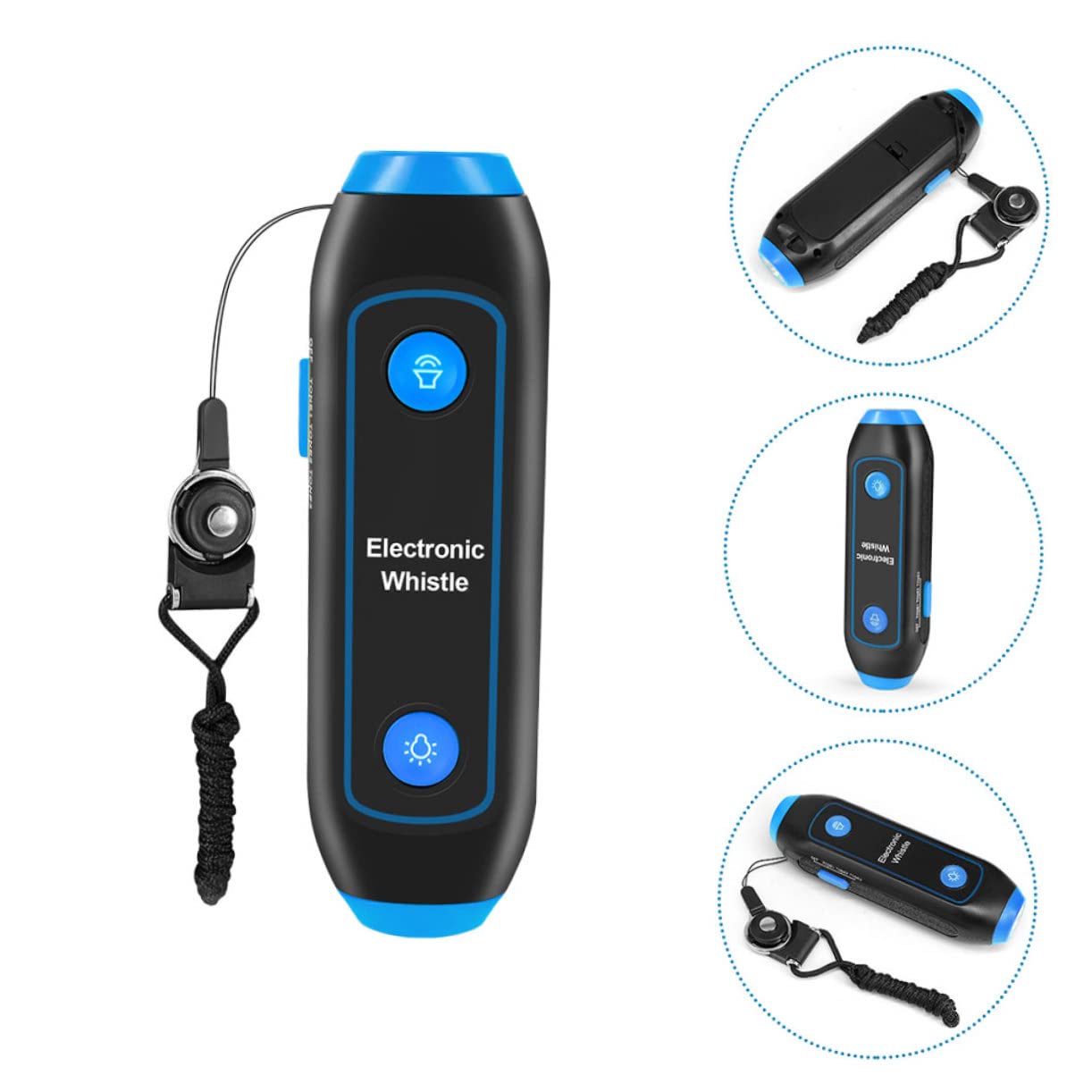 Hemobllo Sifflet Électronique Bleu en Abs, 120-150 DB avec Cordon