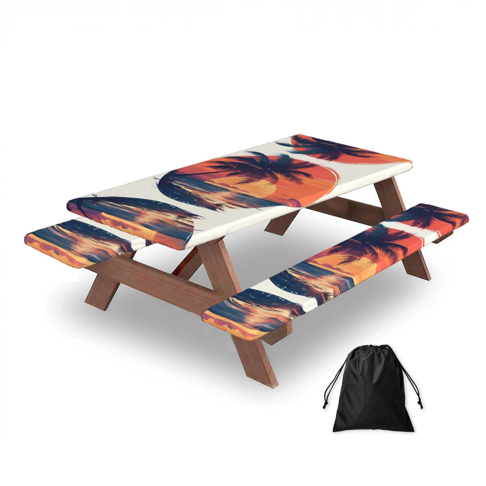 coconut trees at sunset Rectangular water-repellent picnic tablecloths, outdoor camping, picnic, BBQ