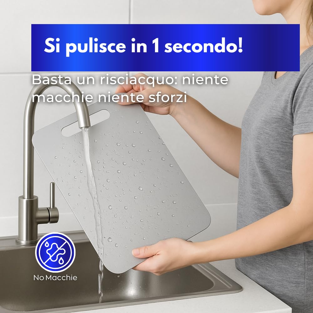 Tagliere Acciaio Inox Doppia Faccia 29x20cm - Multiuso Per Cucina