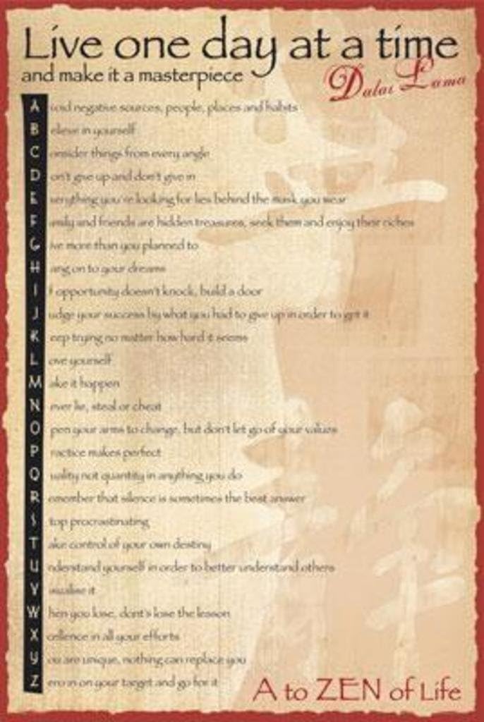 Canvas Gallery Wrap Dalai Lama Live One Day At A Time Art Poster Print - 24x36 by Rich and Framous