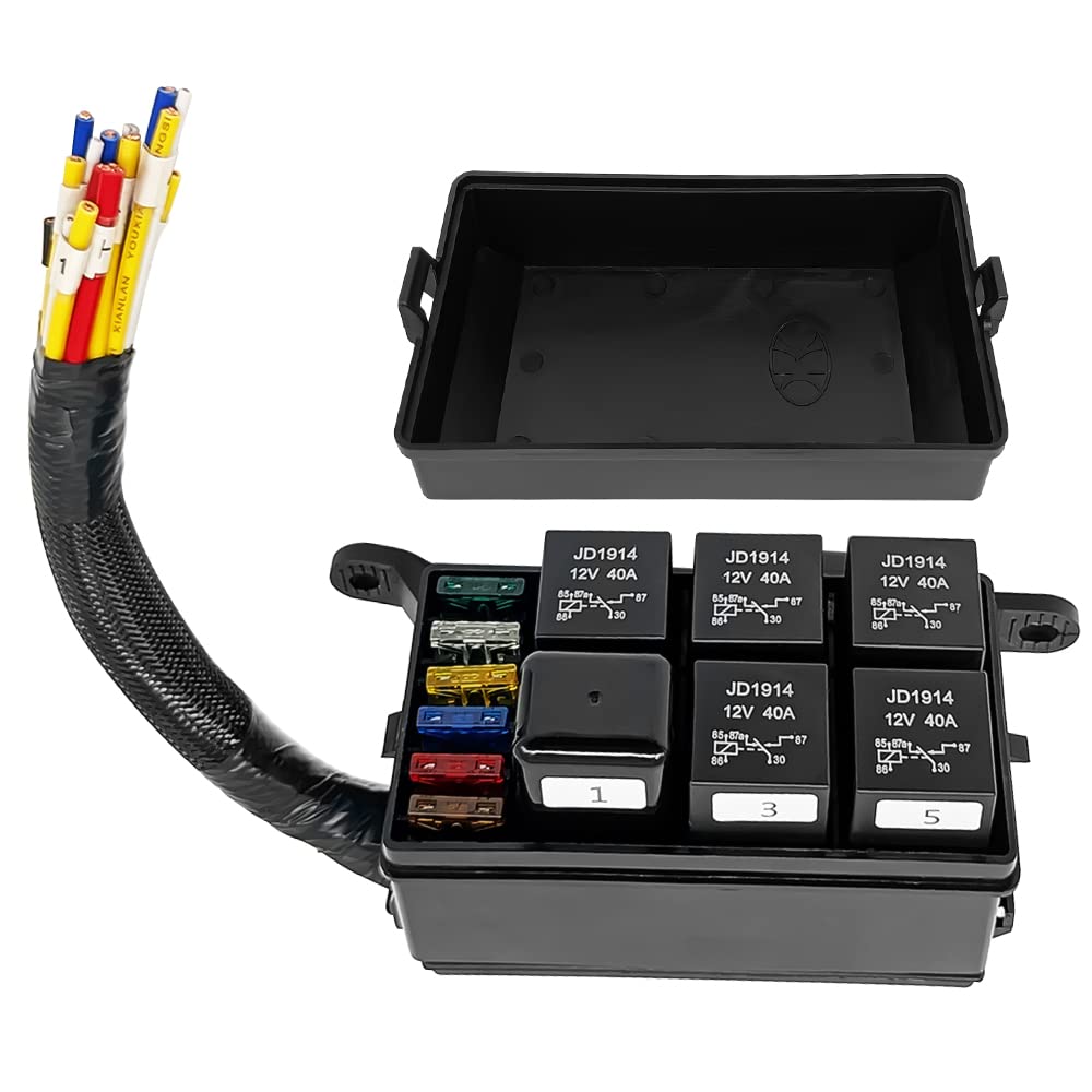 Amazon.co.jp: Meyffon 12V ヒューズリレーボックスブロック 6スロット