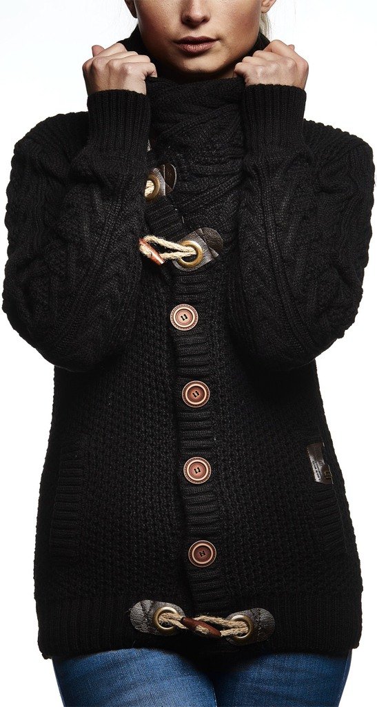Leif Nelson Damen-Winter-Strickjacke mit Schalkragen - Slim Fit Cardigan Frauen Jacke mit Knöpfen