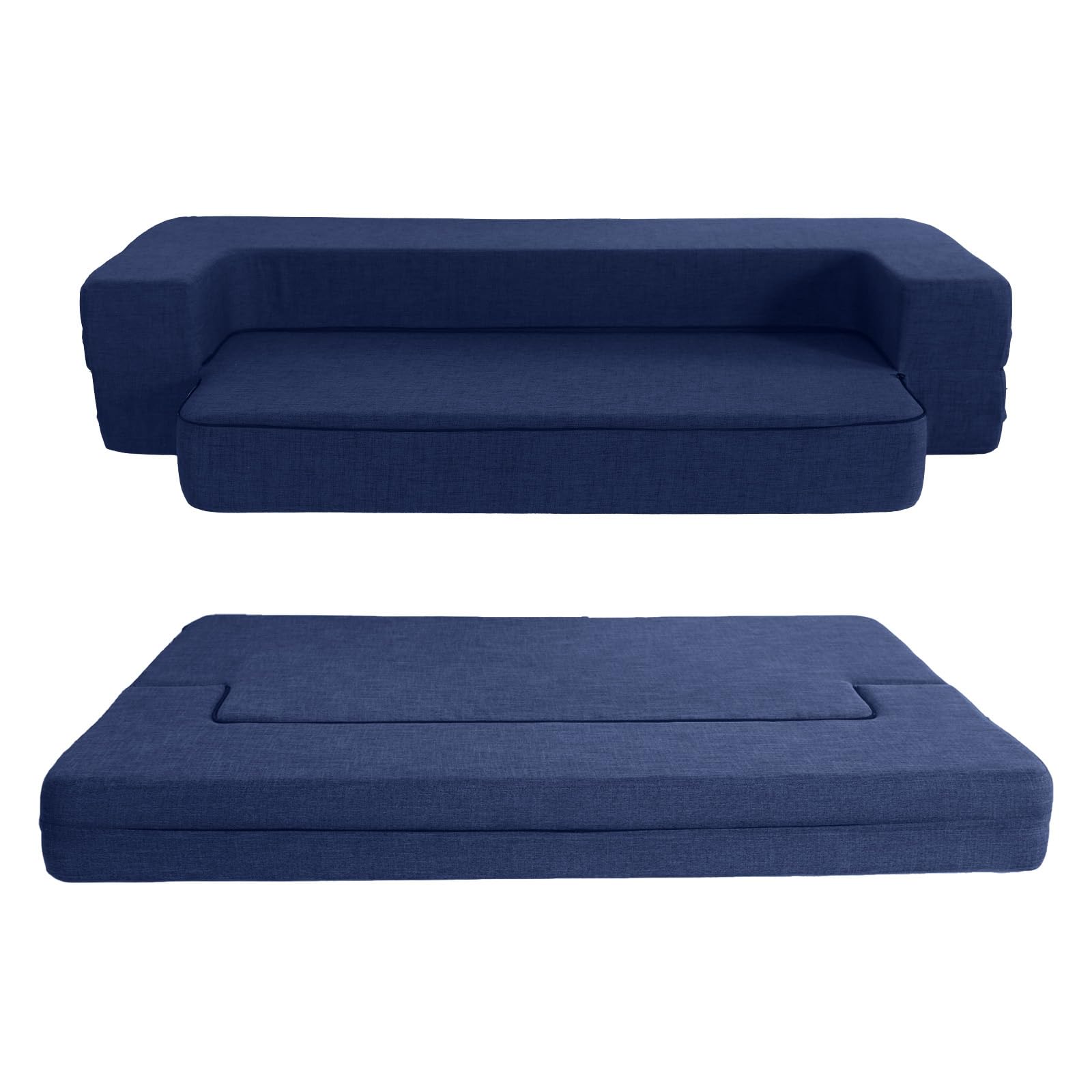 ANONER Divano Pieghevole Letto, Letto Per Gli Ospiti、Sedile Per Due Persone Cotone di Memoria,Confortevole e Spazioso，Ldeale per Case e Appartamenti di Piccole Dimensioni, Blu Scuro